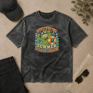 Original Funny Summer Splash Swarm Vintage Humor Washed T-Shirt