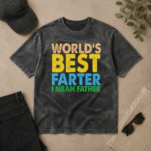 Original Good World'S Best Farter Funny Humor Dad Fathers Day Washed T-Shirt