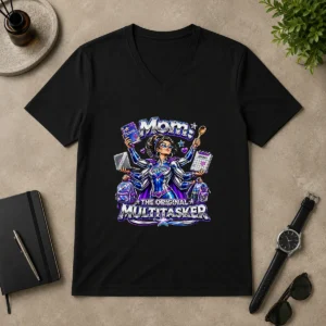 Original Multitasker Mom Y2K Pride V-Neck Shirt