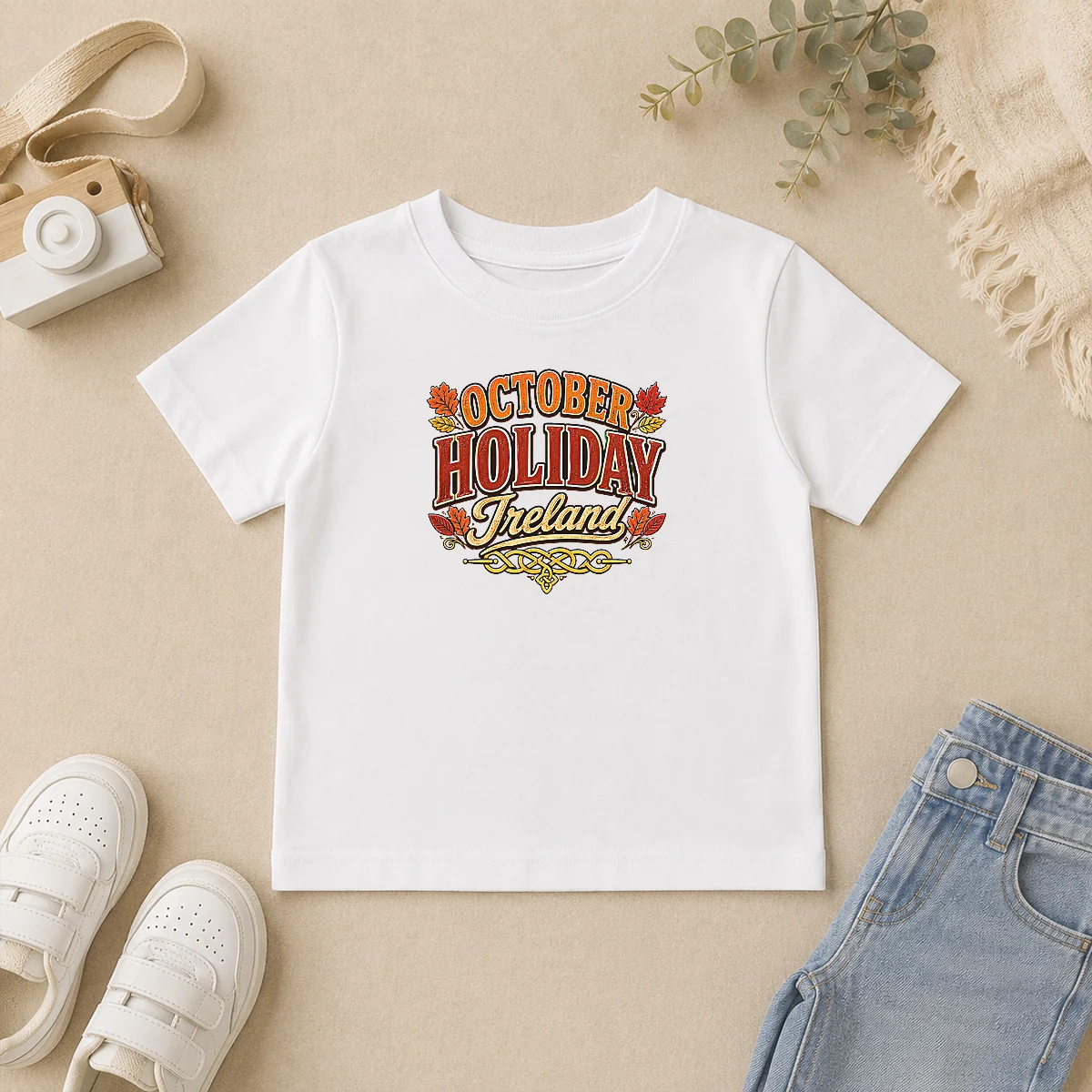 Original Pretty October Holiday Ireland Cozy Fall Typography Kids T Shirt Original Pretty October Holiday Ireland Cozy Fall Typography Kids T-Shirt