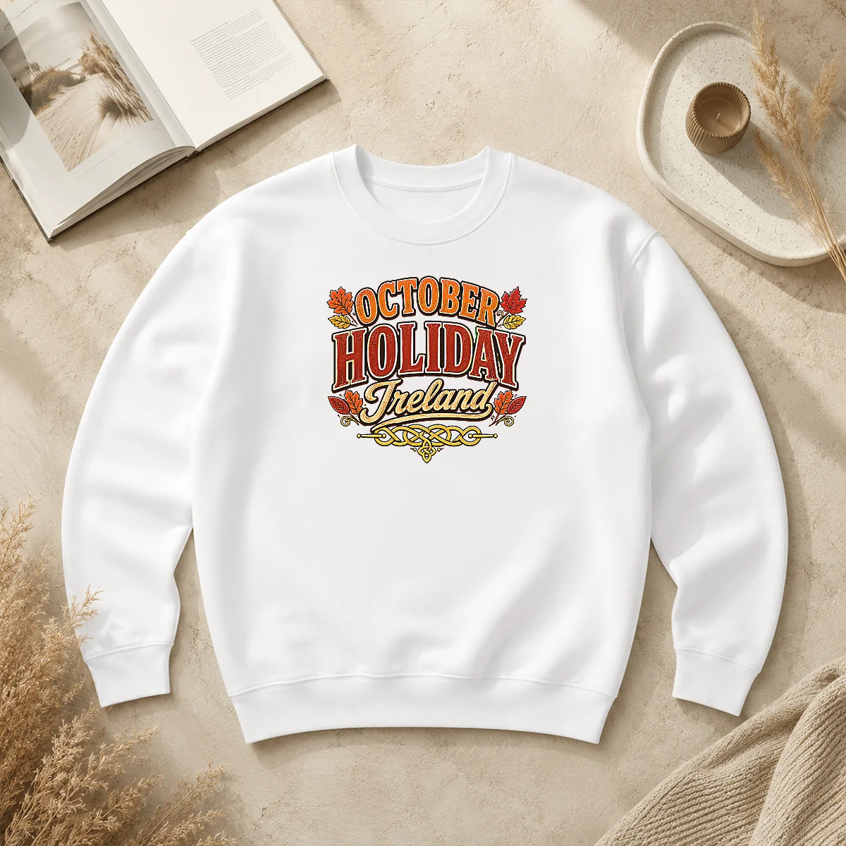Original Pretty October Holiday Ireland Cozy Fall Typography Sweater Original Pretty October Holiday Ireland Cozy Fall Typography Sweater