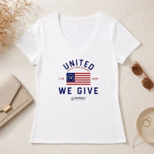 Original United 250th Anniversary 1776 2026 We Give Kentucky Blood Center V-Neck Shirt
