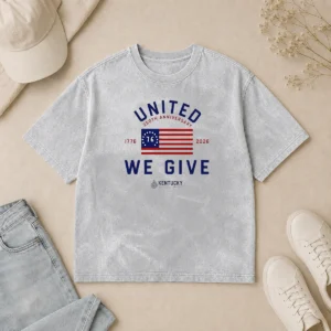 Original United 250th Anniversary 1776 2026 We Give Kentucky Blood Center Washed T-Shirt