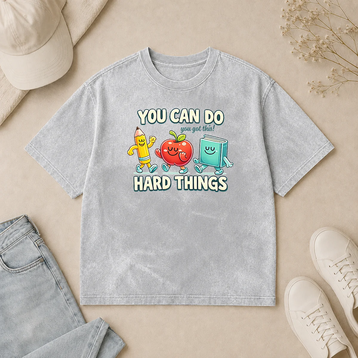 Premium Back To School You Can Do Hard Things Teacher Washed T Shirt Premium Back To School You Can Do Hard Things Teacher Washed T-Shirt