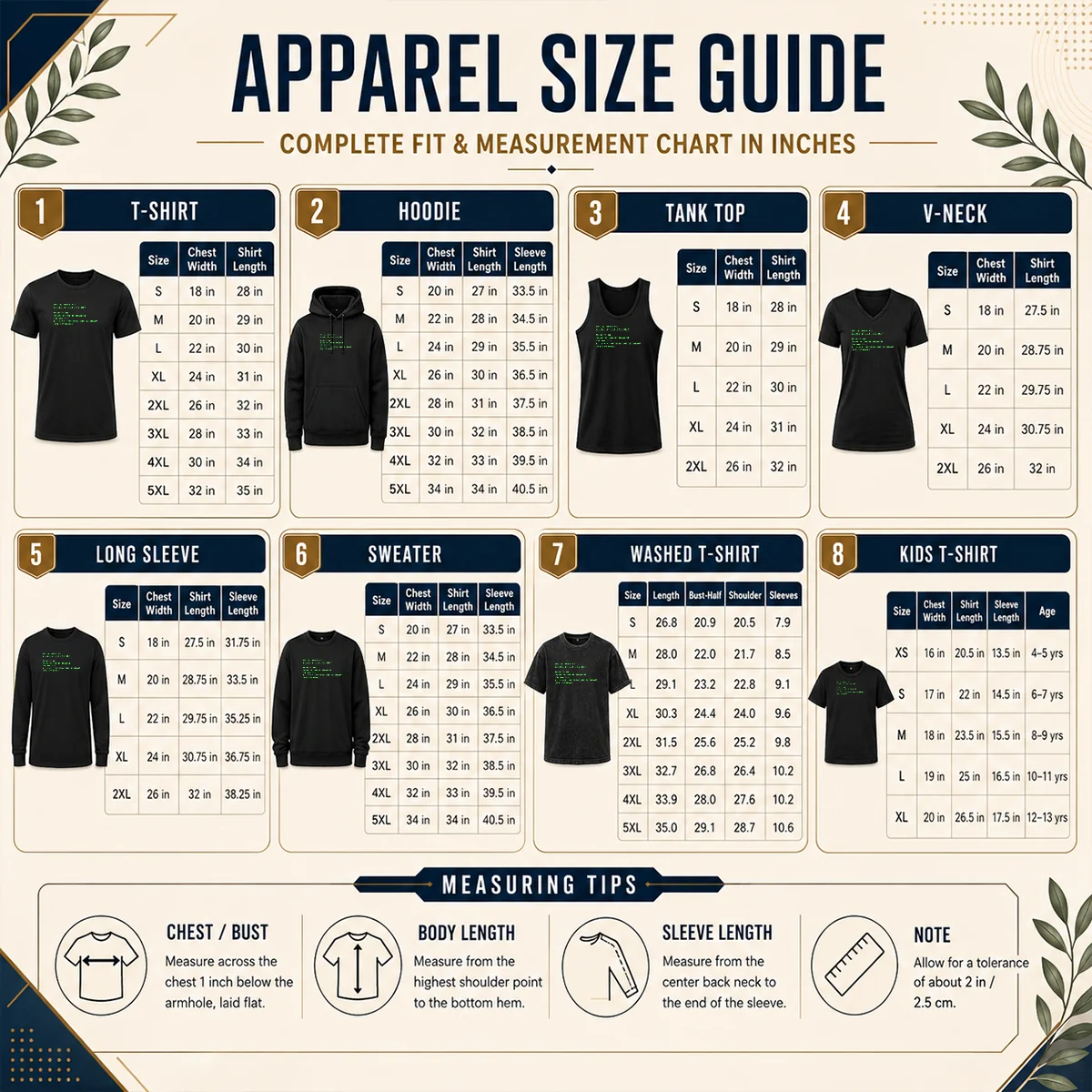 Premium Funny Special Order 937 Sci Fi Terminal Text Geek Size Chart Size chart for Premium Funny Special Order 937 Sci Fi Terminal Text Geek with measurements in inches and cm