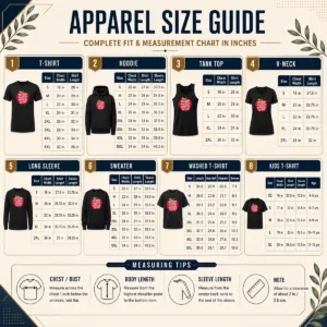 Size chart for Premium Good Une Pomme Par Jour Eloigne Tout Le Monde Si Tu Lances Assez Fort Humor showing measurements in inches and cm