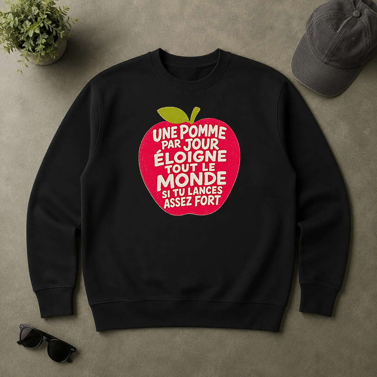 Premium Good Une Pomme Par Jour Eloigne Tout Le Monde Si Tu Lances Assez Fort Humor Sweater Premium Good Une Pomme Par Jour Eloigne Tout Le Monde Si Tu Lances Assez Fort Humor Sweater