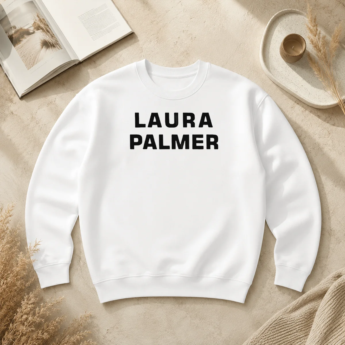 Premium Laura Palmer Twin Peaks I Killed Laura Palmer Sweater Premium Laura Palmer Twin Peaks I Killed Laura Palmer Sweater in black, featuring bold graphic print on front