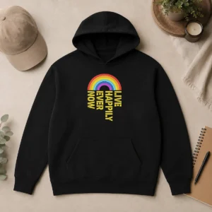 Premium Live Happily Ever Now Rainbow Hoodie
