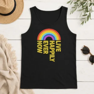 Premium Live Happily Ever Now Rainbow Tank Top