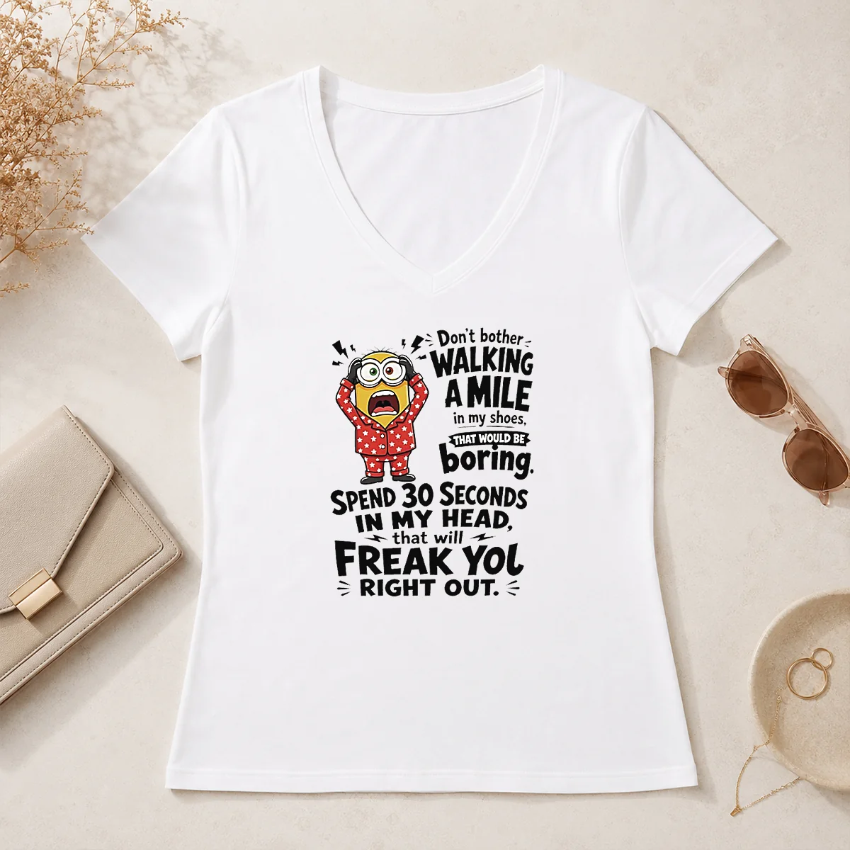 Premium Minion Dont Bother Walking A V-Neck Shirt Premium Minion Dont Bother Walking A V-Neck Shirt