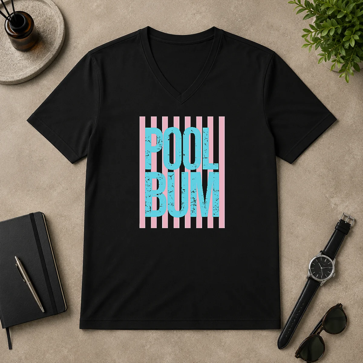 Premium Original Pool Bum Retro Stripes V-Neck Shirt Premium Original Pool Bum Retro Stripes V-Neck Shirt