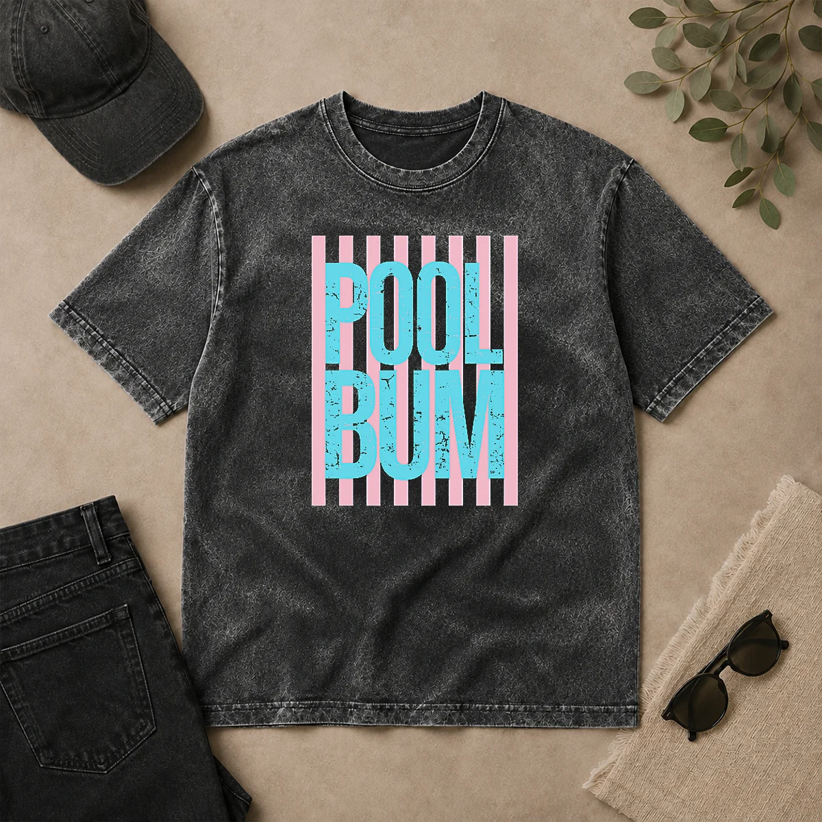 Premium Original Pool Bum Retro Stripes Sunshine Washed T Shirt Premium Original Pool Bum Retro Stripes Sunshine Washed T-Shirt