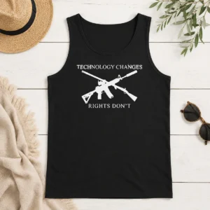 Premium Original Technology Changes Rights Don'T Crossed AR 15 And Musket tank top in black, sleeveless casual wear