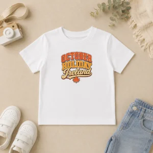 Premium Pretty October Holiday Ireland Vintage Cozy Fall Celebration Kids T-Shirt