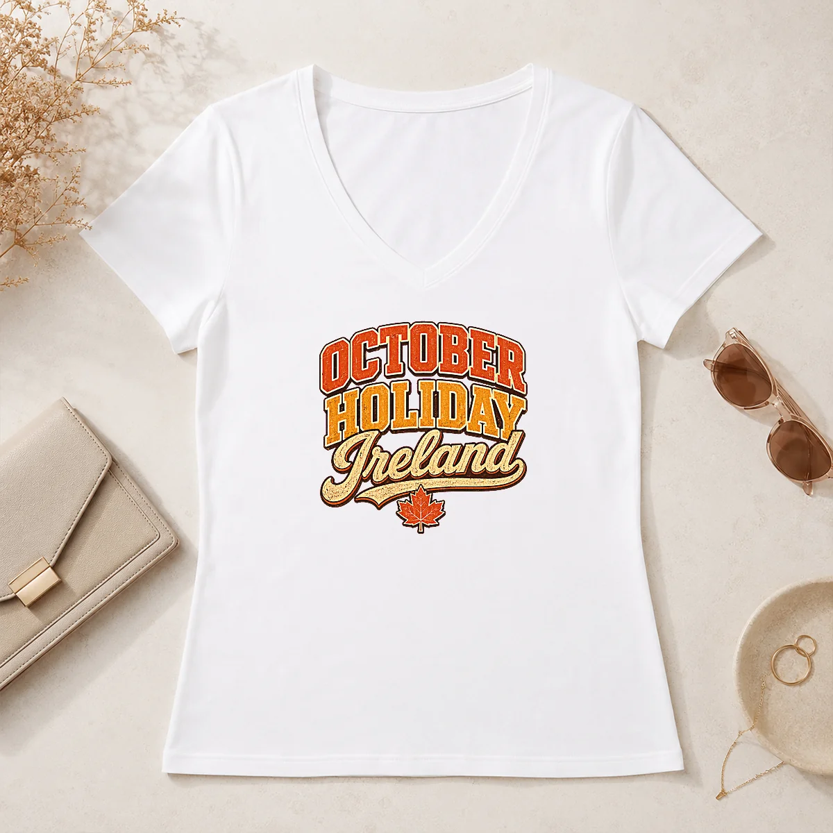 Premium Pretty October Holiday Ireland Vintage V-Neck Shirt Premium Pretty October Holiday Ireland Vintage V-Neck Shirt