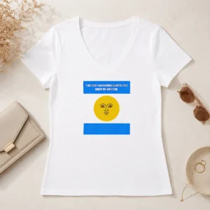 Premium Top Argentina A Pie Chart Representing Countries That Rigged The World Cup V Neck Shirt in white with colorful pie chart graphic