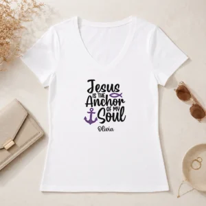 Premium Top Jesus Is The Anchor Of My Soul V-Neck Shirt