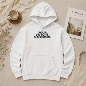 Premium Your Future Stepmom Slogan Hoodie in soft fabric with front pocket and adjustable drawstring