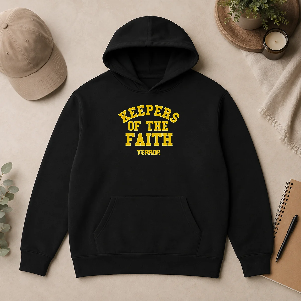 Pretty Awesome Terror Keepers Of The Faith Hardcore Band Hoodie Pretty Awesome Terror Keepers Of The Faith Hardcore Band black pullover hoodie with front graphic print