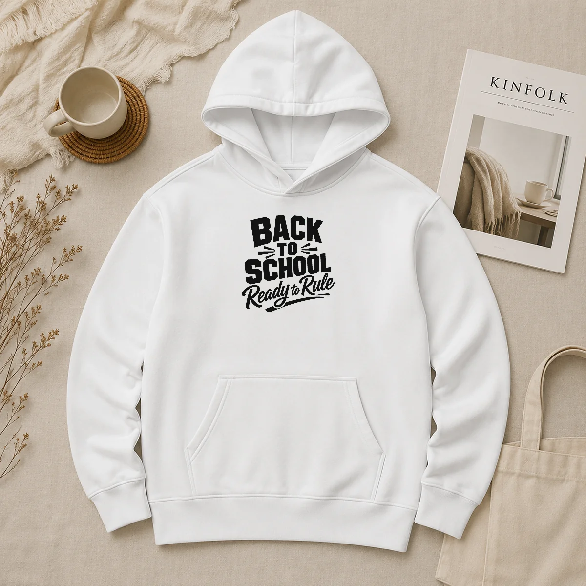 Pretty Back To School Ready To Rule Silhouette Hoodie Pretty Back To School Ready To Rule Silhouette Hoodie in charcoal gray with front pocket and hood