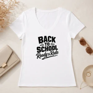 Pretty Back To School Ready To Rule Silhouette V-Neck Shirt