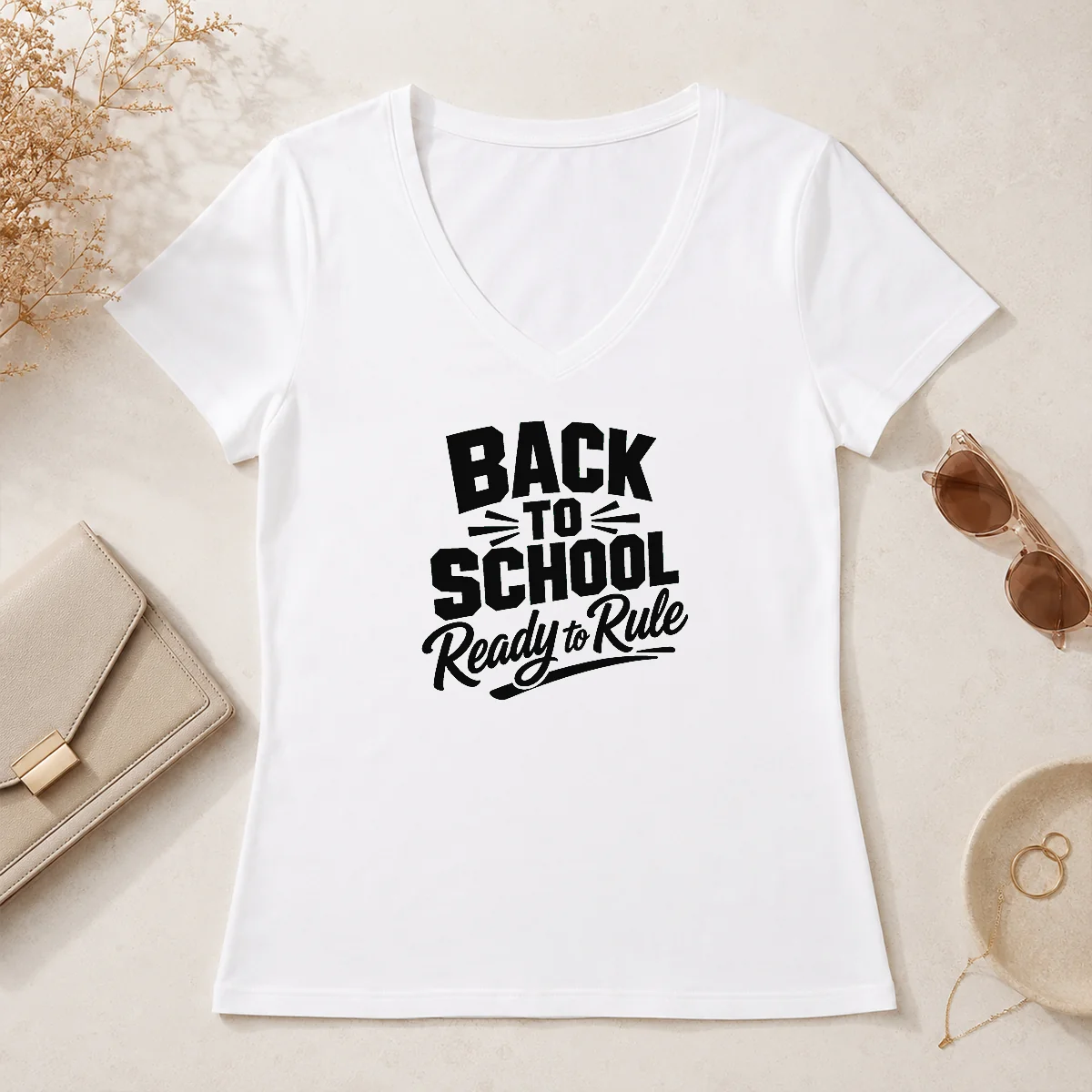 Pretty Back To School Ready To V-Neck Shirt Pretty Back To School Ready To V-Neck Shirt