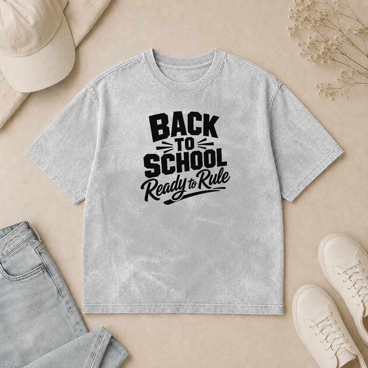Pretty Back To School Ready To Rule Silhouette Washed T Shirt Pretty Back To School Ready To Rule Silhouette Washed T-Shirt