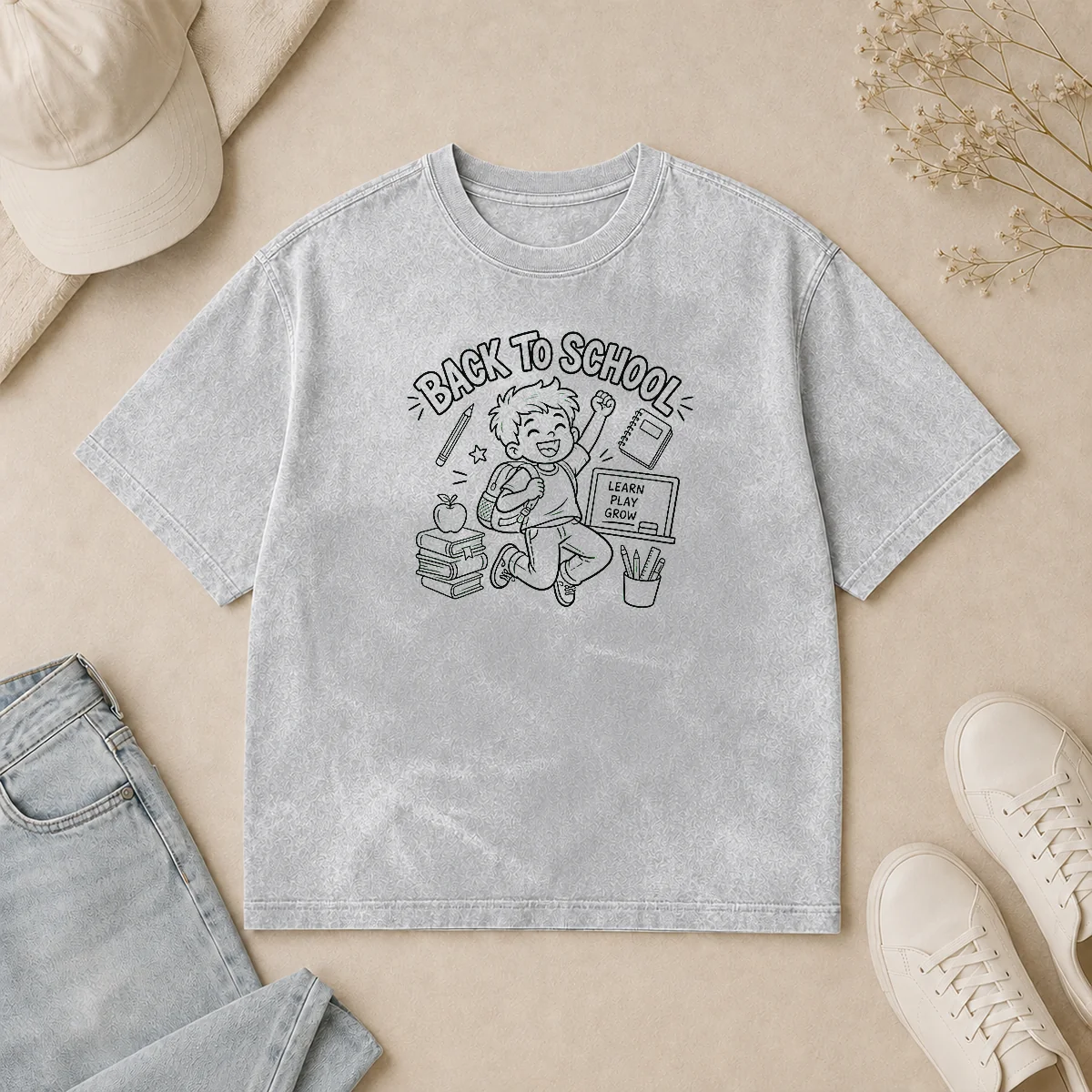 pretty-excited-student-back-to-school-line-art-washed-t-shirt