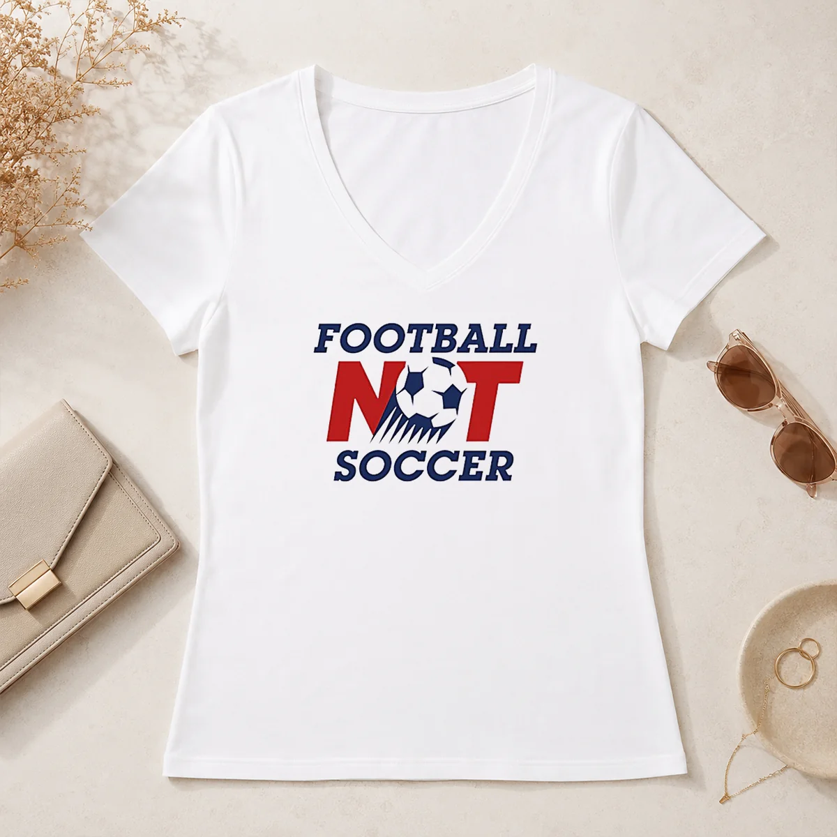 Pretty Football Not Soccer V-Neck Shirt Pretty Football Not Soccer V-Neck Shirt
