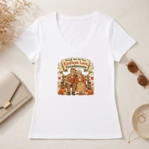 Pretty Grandparents Day Vintage Gratitude Family V-Neck Shirt
