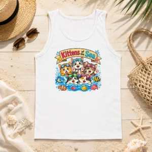 Pretty Kittens Of The Sea Cartoon Tank Top