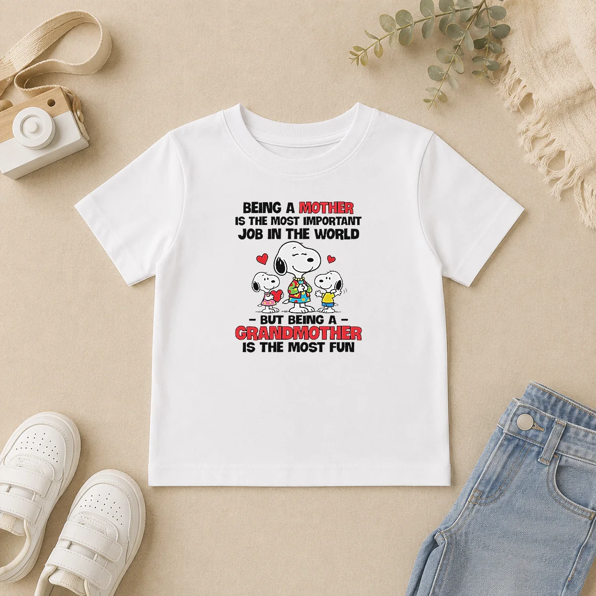 Pretty Snoopy Peanuts Being A Mother Is The Most Important Job But Being A Grandmother Kids T Shirt Pretty Snoopy Peanuts Being A Mother Is The Most Important Job But Being A Grandmother Kids T-Shirt