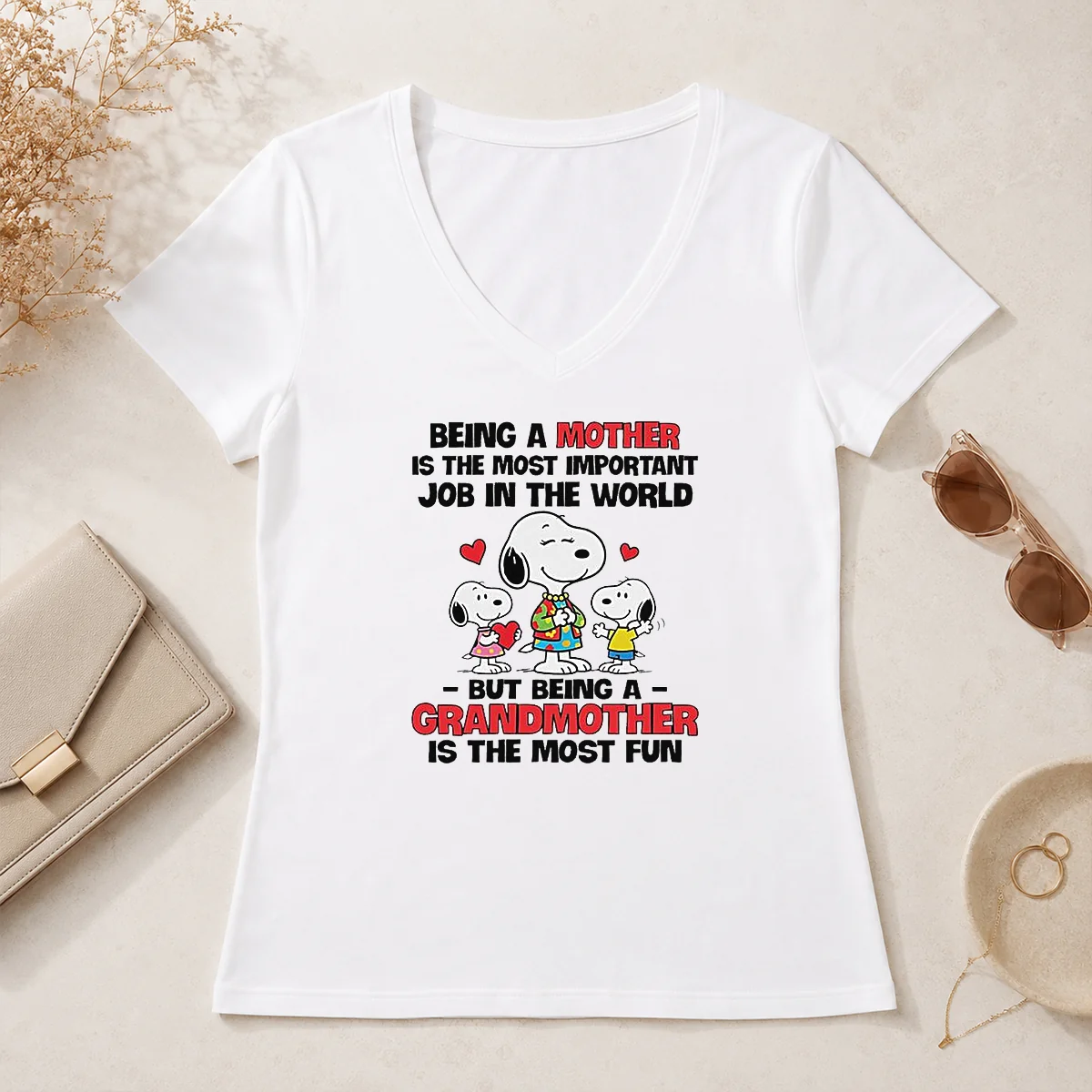 Pretty Snoopy Peanuts Being A Mother V-Neck Shirt Pretty Snoopy Peanuts Being A Mother V-Neck Shirt