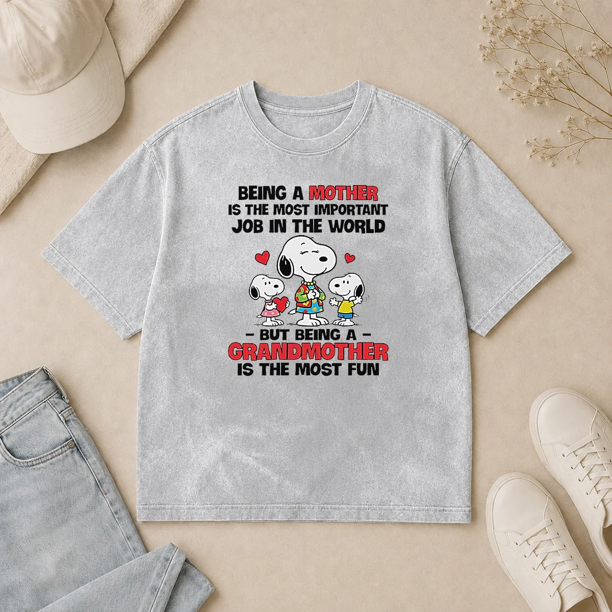 Pretty Snoopy Peanuts Being A Mother Is The Most Important Job But Being A Grandmother Washed T Shirt Pretty Snoopy Peanuts Being A Mother Is The Most Important Job But Being A Grandmother Washed T-Shirt