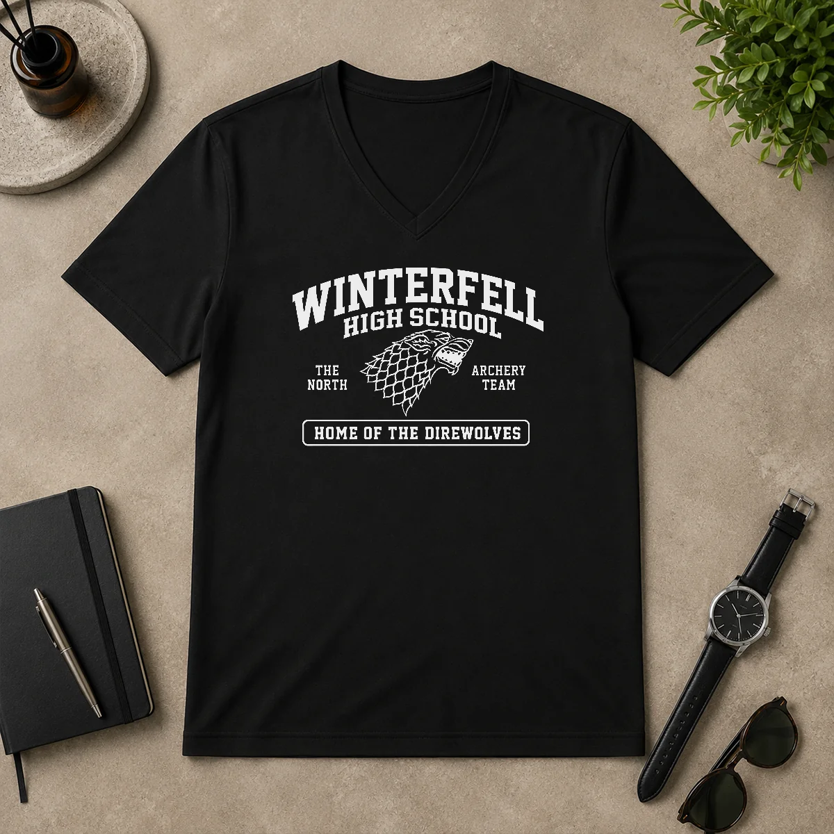 Pretty Winterfell High School Geek V-Neck Shirt Pretty Winterfell High School Geek V-Neck Shirt