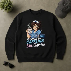 Tired Nurse Running on Caffeine Anime Sweater