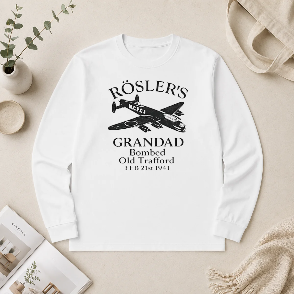 Top Awesome Roslers Grandad Bombed Old Trafford 1941 Long Sleeve Shirt Top Awesome Roslers Grandad Bombed Old Trafford 1941 Long Sleeve Shirt