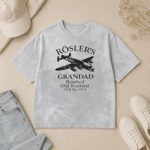 Top Awesome Roslers Grandad Bombed Old Trafford 1941 Washed T-Shirt