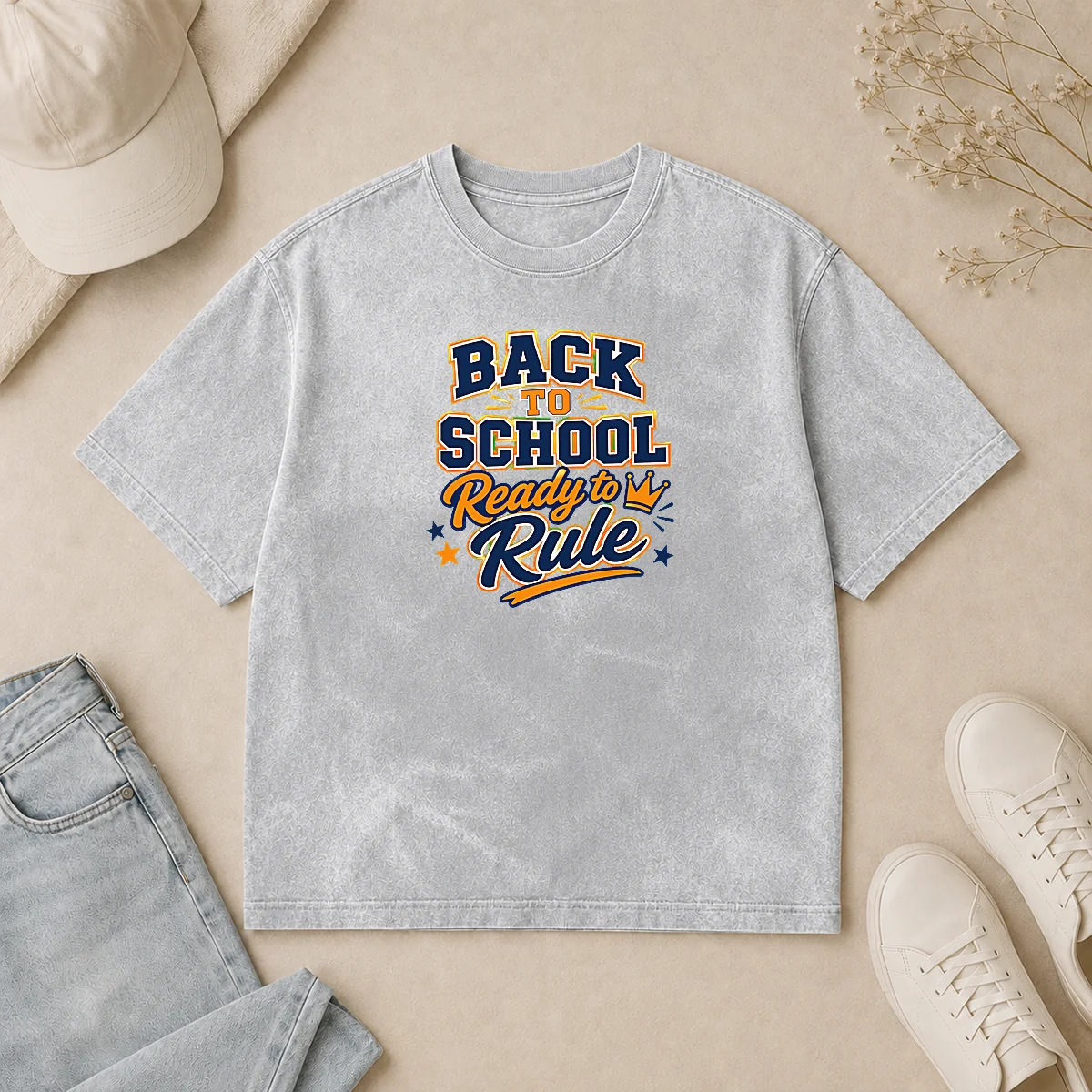 Top Back To School Vector Typography Ready To Rule Washed T Shirt Top Back To School Vector Typography Ready To Rule Washed T-Shirt