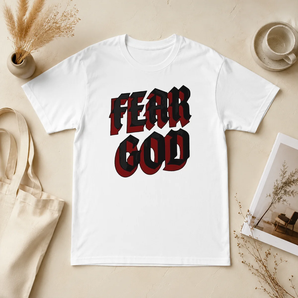 Top Fear God Script Print Faith Shirt Top Fear God Script Print Faith Shirt