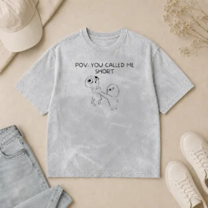 Top Funny Pov You Called Me Short Cartoon Character Washed T-Shirt