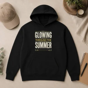 Top Glowing Through The Summer Text Sunshine Season Lover Summer Hoodie