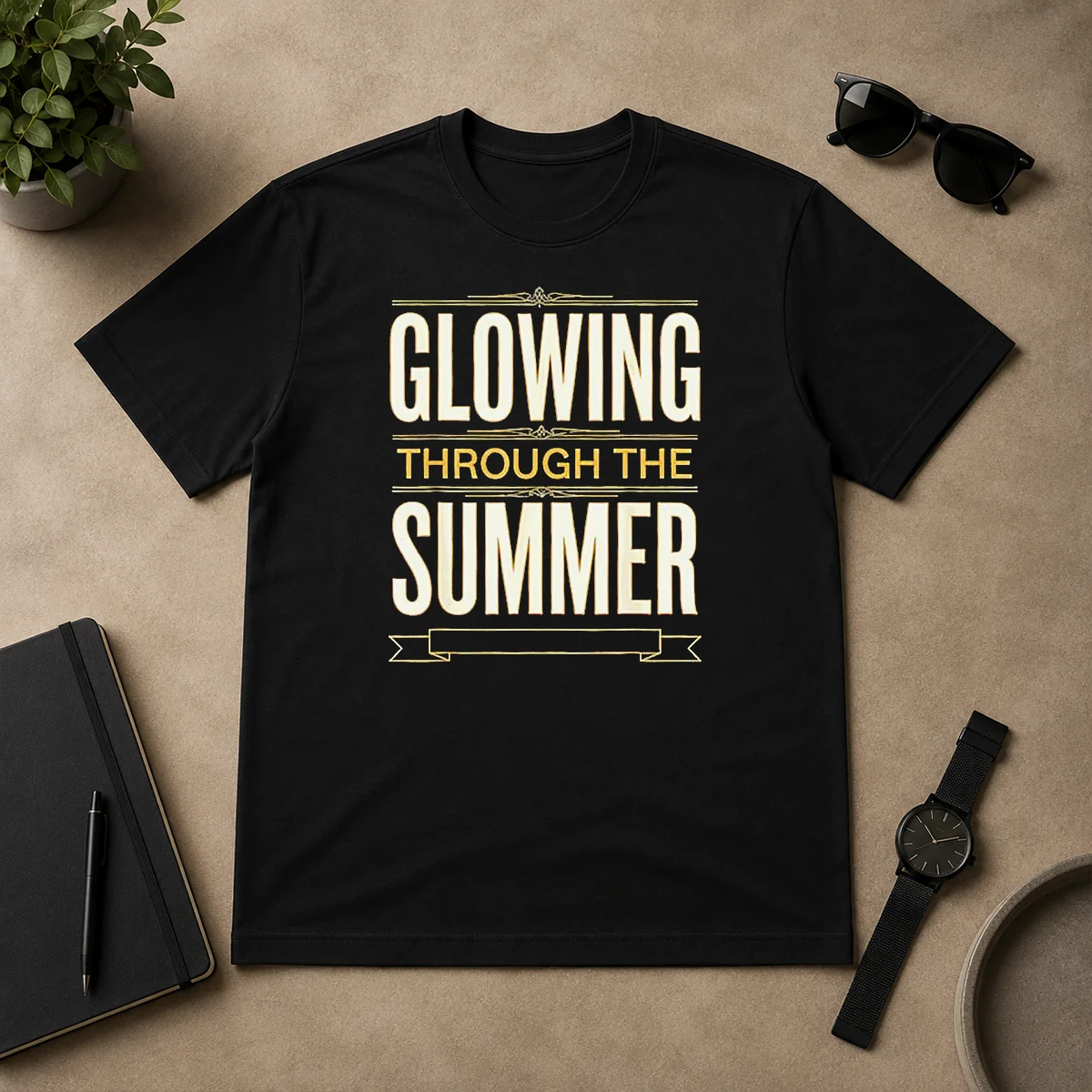 Top Glowing Through The Summer Text Shirt Top Glowing Through The Summer Text Shirt