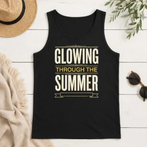 Top Glowing Through The Summer Text Sunshine Season Lover Summer Tank Top