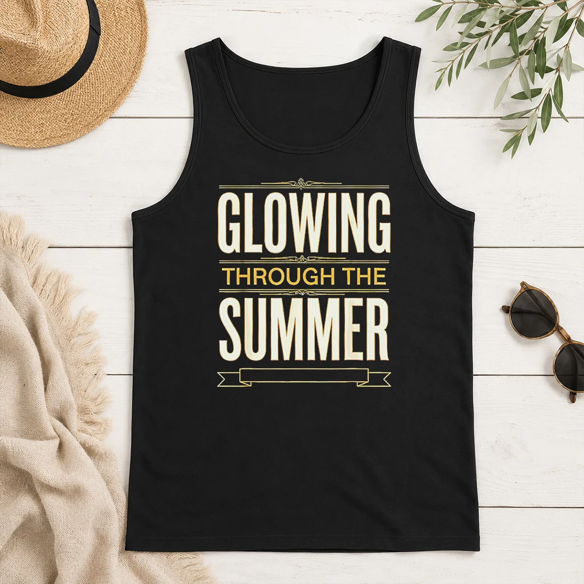 Top Glowing Through The Summer Text Sunshine Season Lover Summer Tank Top Top Glowing Through The Summer Text Sunshine Season Lover Summer Tank Top
