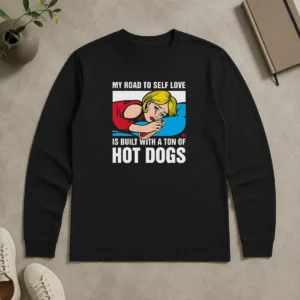 Top Good Self Love Black Long Sleeve Shirt made from soft cotton fabric with a comfortable fit