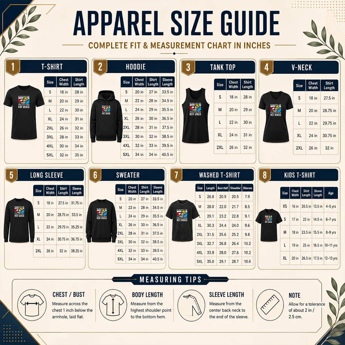 Top Good Self Love Black Size Chart Size chart for Top Good Self Love Black showing measurements in inches and cm