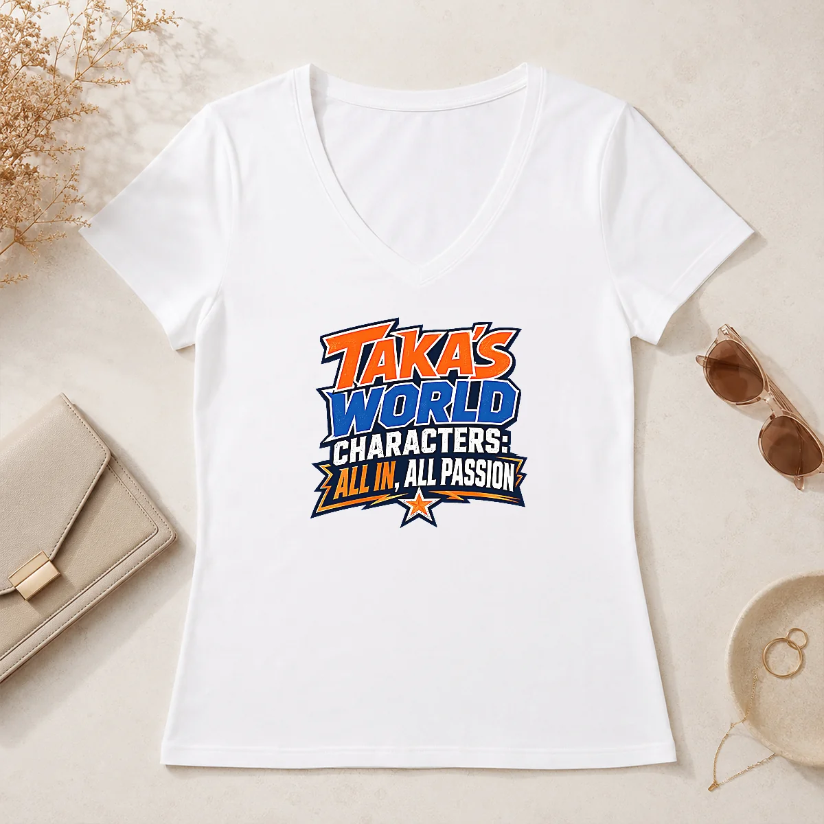 Top Hot Takas World Characters Anime V-Neck Shirt Top Hot Takas World Characters Anime V-Neck Shirt
