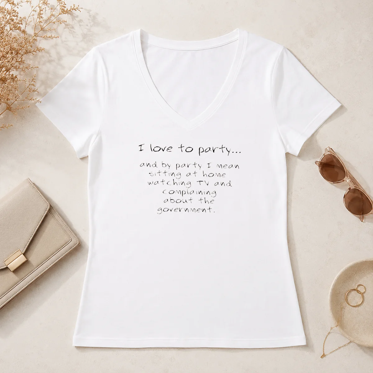 Top Nice I Love To Party V-Neck Shirt Top Nice I Love To Party V-Neck Shirt